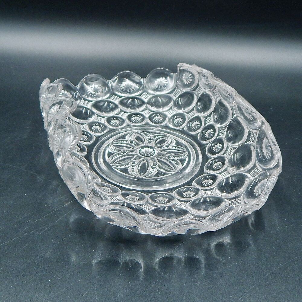Co-Operative Flint Imperial Jeweled Moon & Stars Folded Bowl Relish Banana EAPG